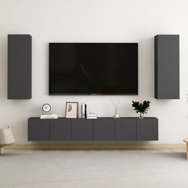 vidaXL Ensemble de meubles TV 5 pcs Gris Bois d’ingénierie