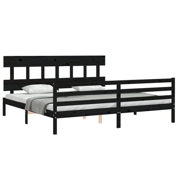 vidaXL Cadre de lit sans matelas noir 200x200 cm bois massif