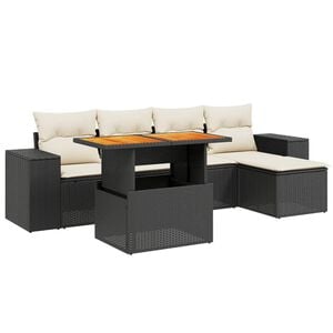 vidaXL Salon de jardin 6 pcs avec coussins noir r&eacute;sine tress&eacute;e