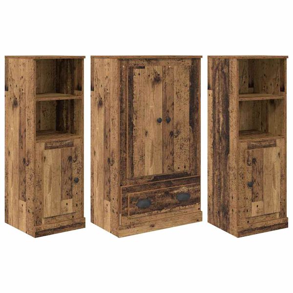 vidaXL Haut Armoire avec tiroir 3 pcs Bois Ancien Bois d'ing&eacute;nierie