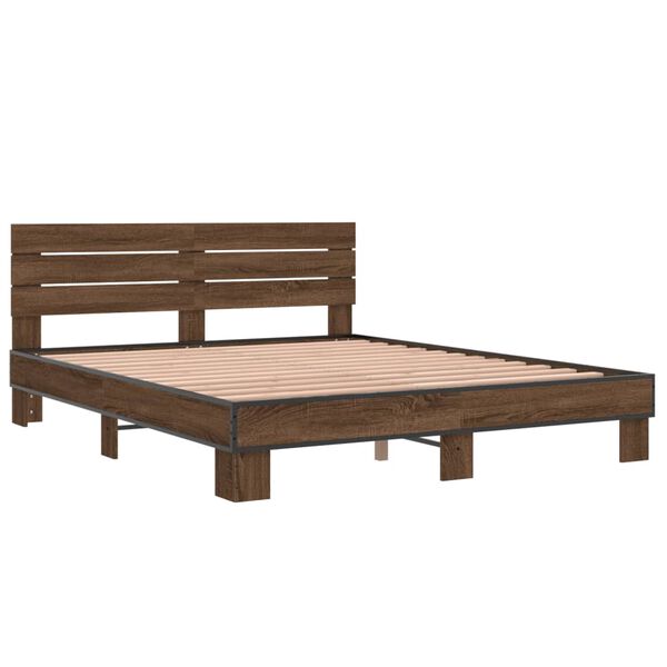 vidaXL Cadre de lit sans matelas ch&ecirc;ne marron 160x200 cm