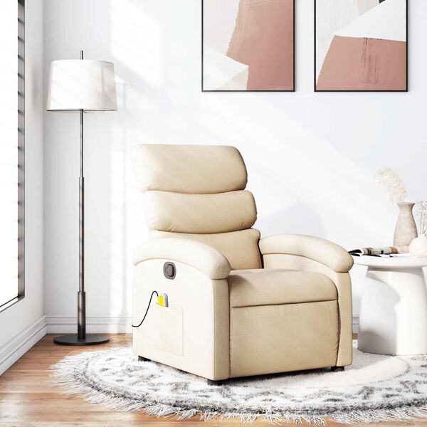 vidaXL Fauteuil inclinable de massage crème tissu