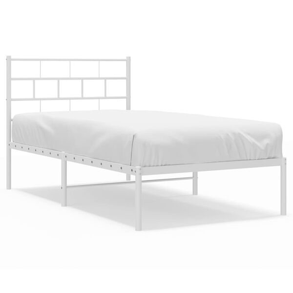 vidaXL Cadre de lit m&eacute;tal sans matelas et t&ecirc;te de lit blanc 107x203 cm