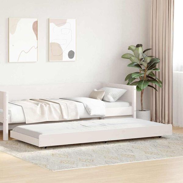 vidaXL Cadre de lit Blanc 75 x 190 cm Pin massif