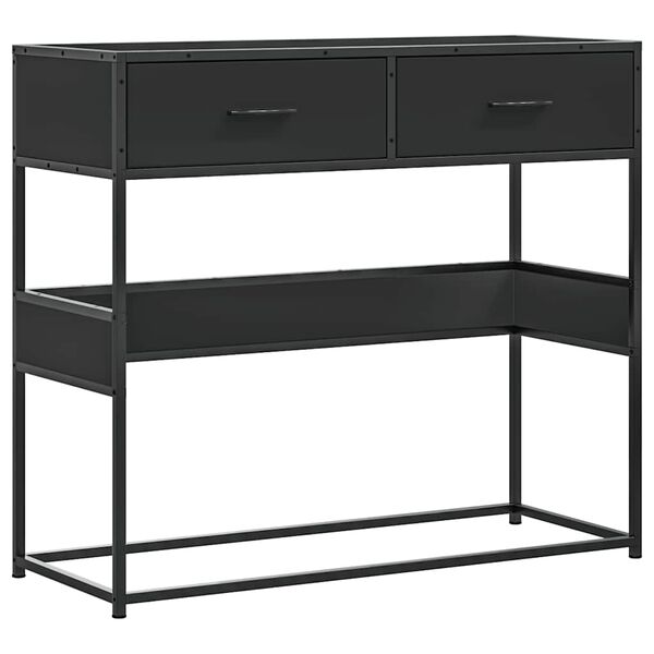 vidaXL Table console noir 90x35x80 cm bois d'ingénierie