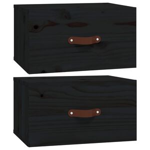 vidaXL Tables de chevet murales 2 pcs Noir 40x29,5x22 cm