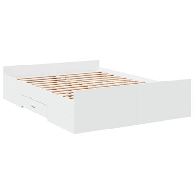 vidaXL Cadre de lit avec tiroirs blanc 140x190cm bois d'ingénierie