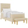 vidaXL Lit &agrave; ressorts avec t&ecirc;te de lit Cr&egrave;me 200 x 90 cm tissu