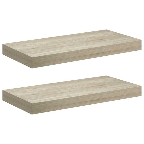 vidaXL &Eacute;tag&egrave;res murales flottantes 2 pcs ch&ecirc;ne 50x23x3,8 cm MDF
