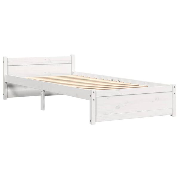 vidaXL Cadre de lit sans matelas blanc bois massif 75x190 cm