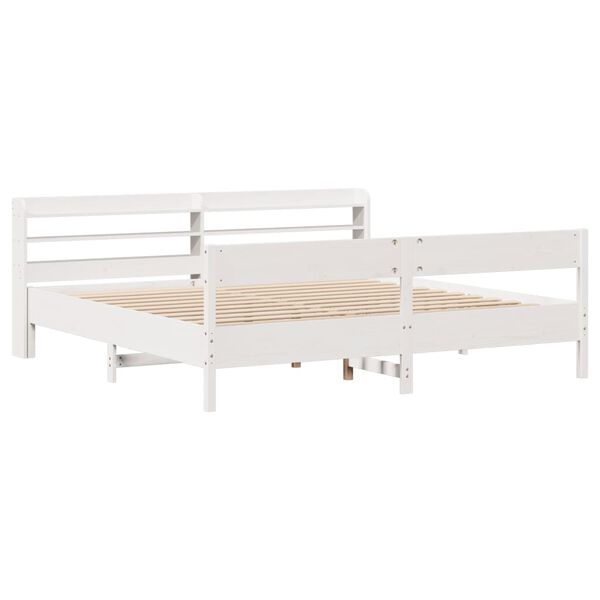 vidaXL Cadre de lit sans matelas blanc 200x200 cm bois massif de pin