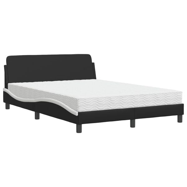 vidaXL Lit avec matelas Dover noir et blanc 140x190 cm similicuir