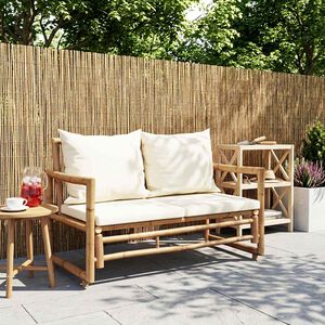 vidaXL Canap&eacute; de jardin &agrave; 2 places avec coussins Bambou
