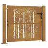 vidaXL Portail de jardin 100x75 cm en acier Corten et bambou