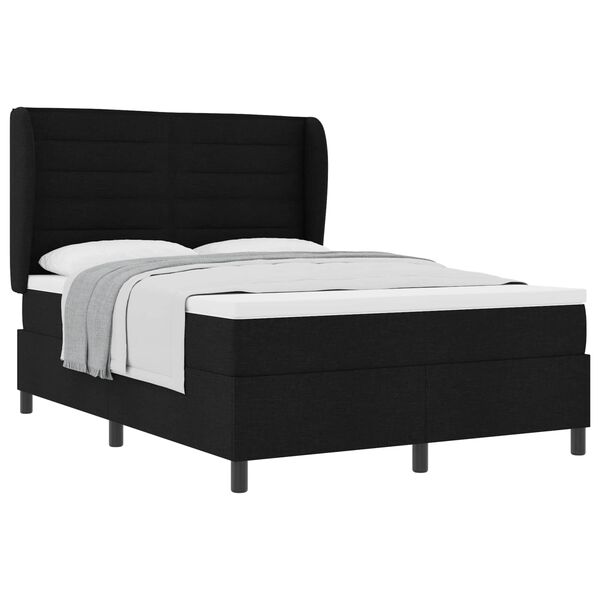 vidaXL Lit &agrave; ressorts avec matelas Noir 140 x 190 cm tissu