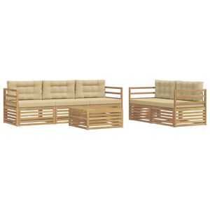 vidaXL Ensemble de canap&eacute;s d'ext&eacute;rieur 6 pcs Blanc et Beige