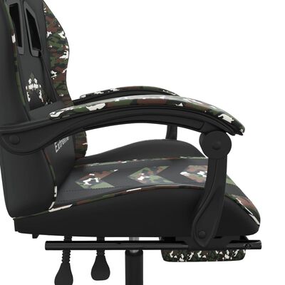 vidaXL Chaise de jeu pivotante repose-pied Noir camouflage Similicuir