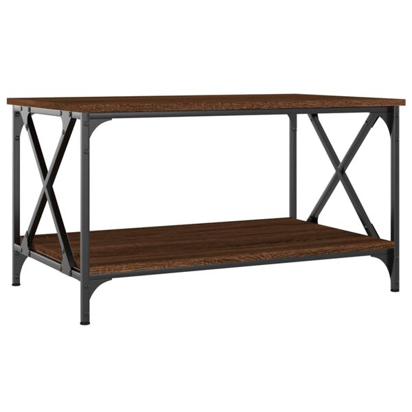 vidaXL Table basse Chêne marron 80x50x45 cm Bois d'ingénierie et fer