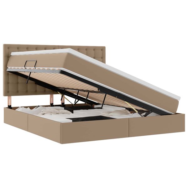 vidaXL Lit avec rangement et LED Cappuccino 160 x 200 cm Simili cuir