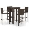vidaXL Ensemble de bar d'extérieur 5 pcs accoudoir Poly rotin Marron