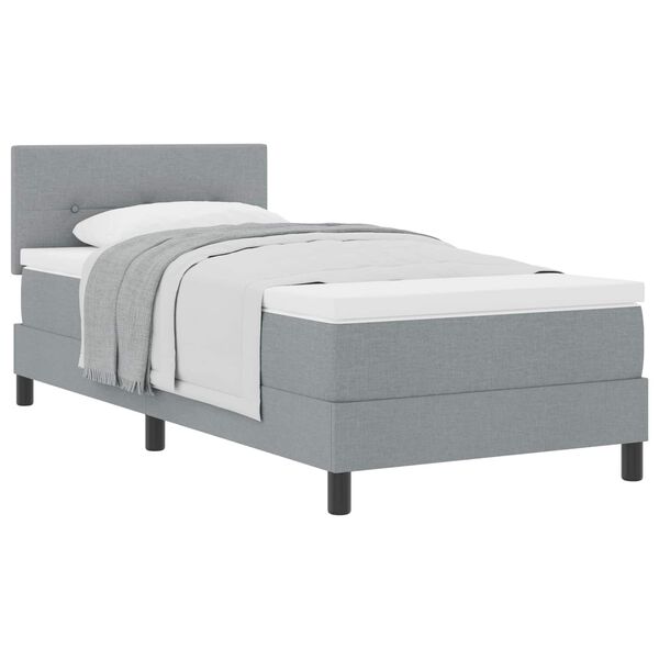 vidaXL Lit &agrave; ressorts avec matelas Gris clair 90 x 190 cm tissu