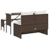 vidaXL Ensemble à manger de jardin 3 pcs et coussins marron poly rotin