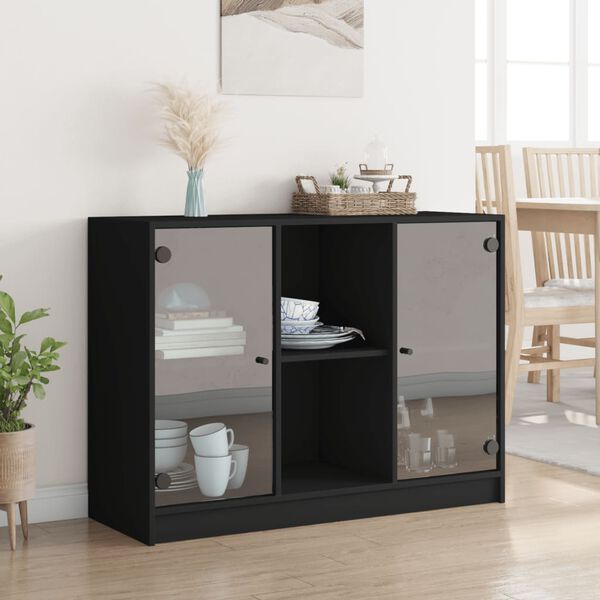 vidaXL Buffet noir 102x37x75,5 cm bois d'ingénierie