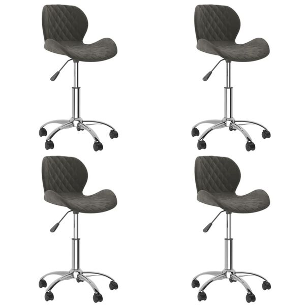 vidaXL Chaises pivotantes &agrave; manger lot de 4 Gris fonc&eacute; Velours