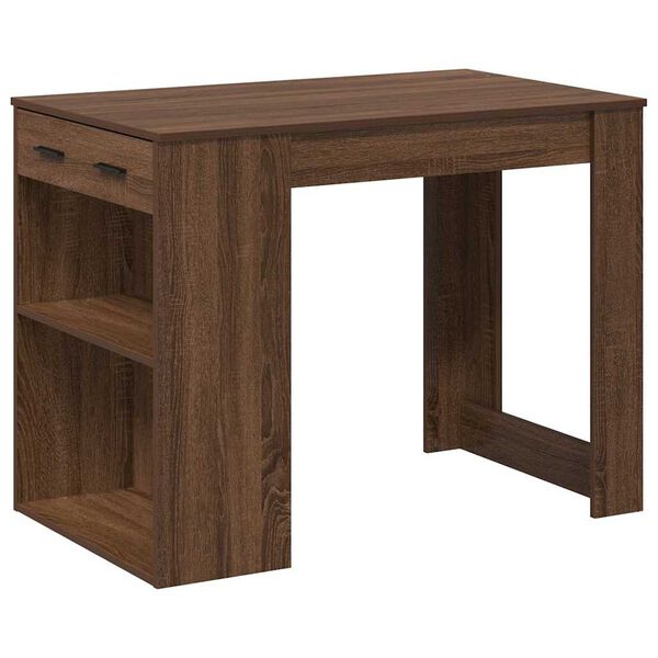 vidaXL Bureau avec tiroir et &eacute;tag&egrave;re ch&ecirc;ne marron bois d'ing&eacute;nierie