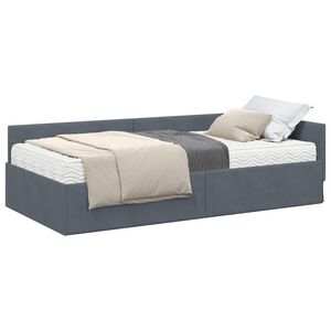 vidaXL Cadre de lit d'angle avec matelas Autre 2 pcs Gris Velours