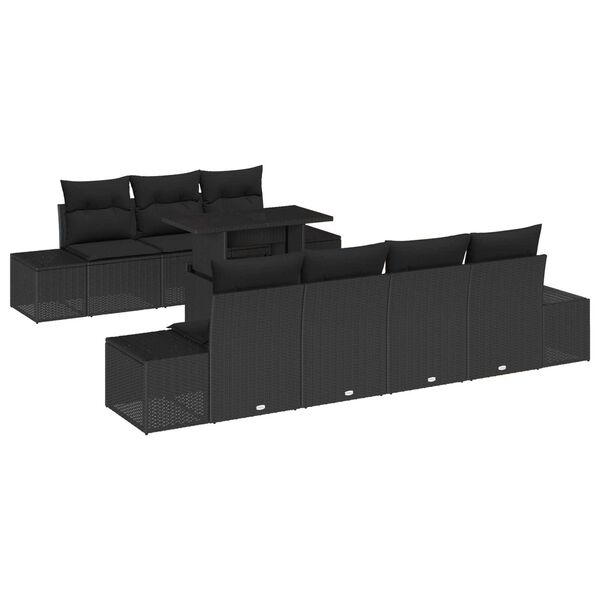 vidaXL Ensemble de Canap&eacute;s avec coussin 8 pcs Noir polyrotin