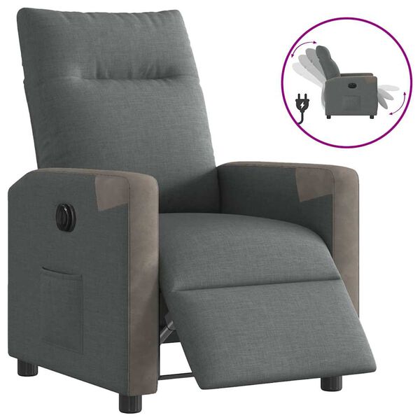 vidaXL Fauteuil inclinable &eacute;lectrique Gris fonc&eacute; Tissu