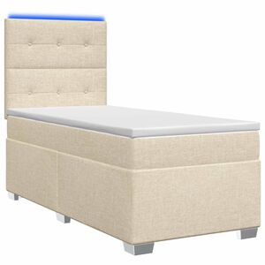 vidaXL Lit boxspring avec matelas Cr&egrave;me 90 x 190 cm Tissu