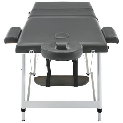 vidaXL Table de massage 3 zones Cadre en aluminium Anthracite 186x68cm