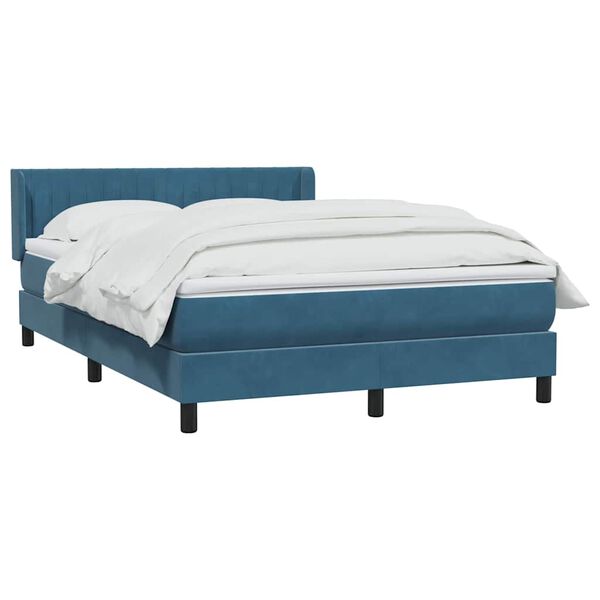 vidaXL Sommier &agrave; lattes de lit et matelas Bleu fonc&eacute; 160x220cm Velours