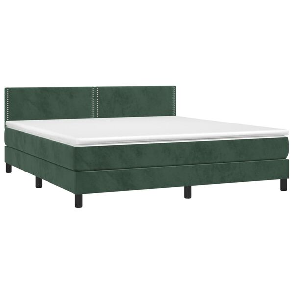 vidaXL Sommier &agrave; lattes de lit et matelas Vert fonc&eacute; 180x200cm Velours