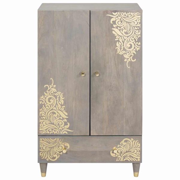vidaXL Haut Armoire Gris et or 60 x 33 x 100 cm Bois de mangue massif