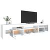 vidaXL Meuble TV avec lumières LED Blanc 215x36,5x40 cm