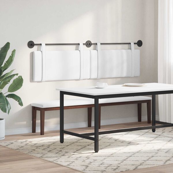 vidaXL T&ecirc;te de lit suspendue Montage mural Blanc 190 x 55 x 5 cm tissu