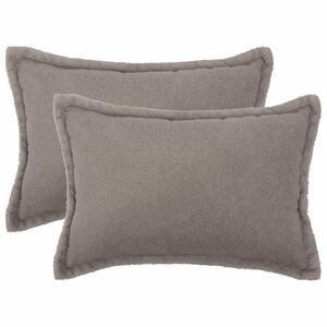 vidaXL Housse de coussin 2 pc HOUTEN Gris clair 30 x 50 cm Boucl&eacute;