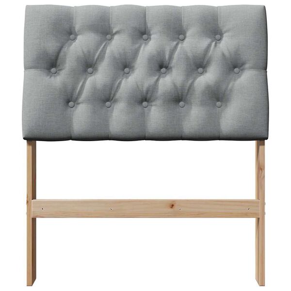 vidaXL T&ecirc;te de lit capitonn&eacute;e Gris clair 75 cm Pin massif