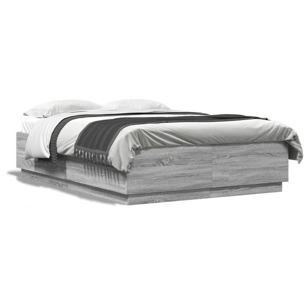 vidaXL Cadre de lit sans matelas sonoma gris 140x200 cm