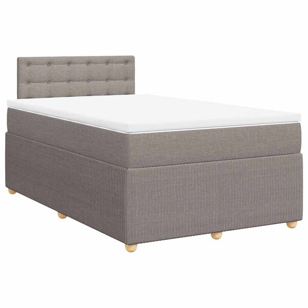 vidaXL Sommier &agrave; lattes de lit avec matelas Taupe 120x200 cm Tissu