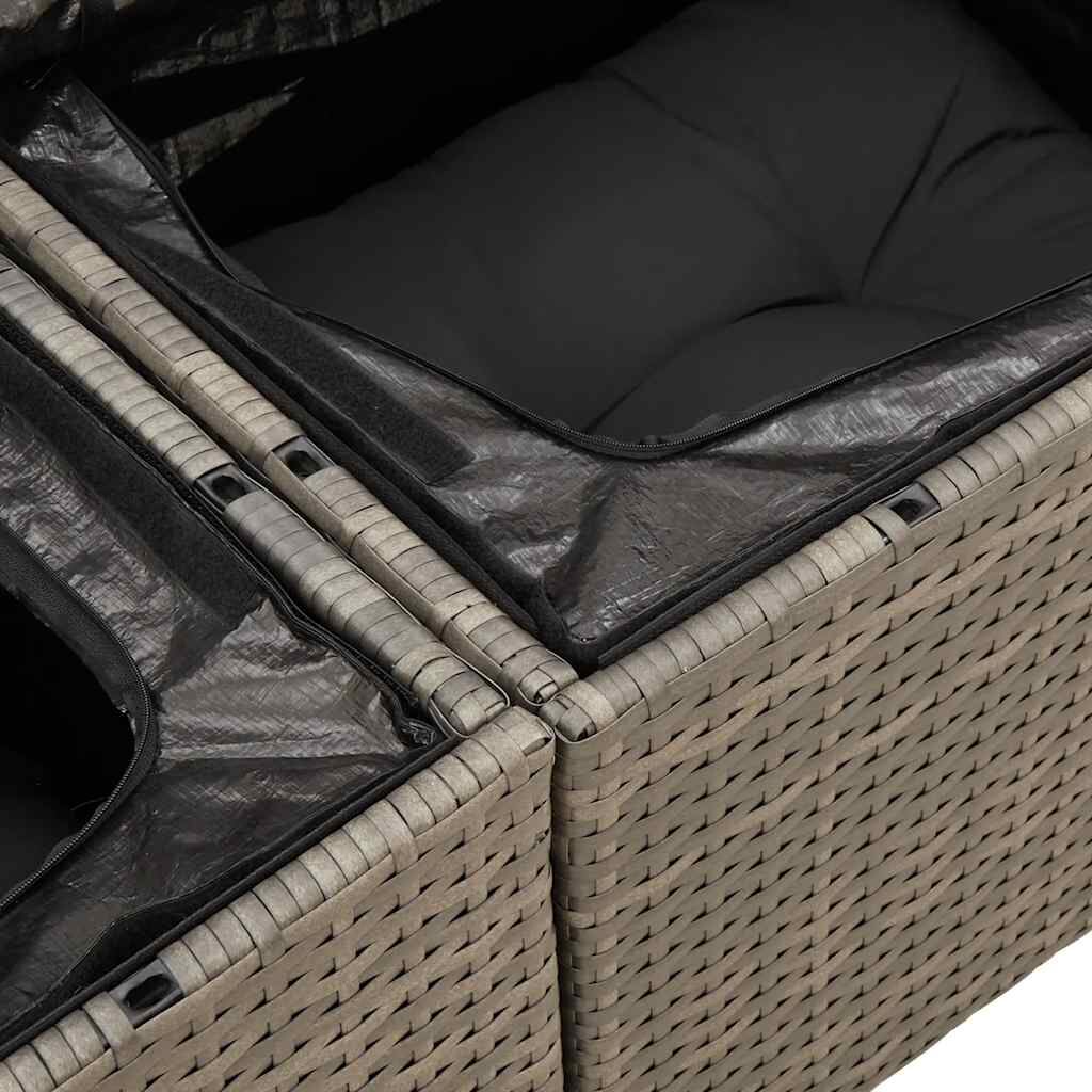 vidaXL Salon de jardin 9 pcs avec coussins gris résine tressée