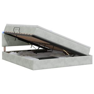 vidaXL Lit de rangement LED avec matelas Gris clair 140 x 190 cm