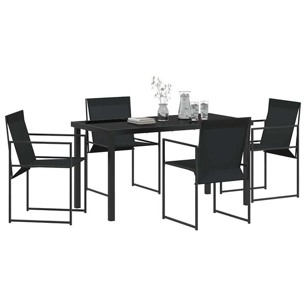 vidaXL Ensemble de salle &agrave; manger pour jardin 5 pcs Noir