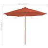 vidaXL Parasol d'ext&eacute;rieur avec m&acirc;t en bois 300 cm terre cuite