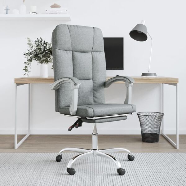 vidaXL Fauteuil inclinable de bureau Gris clair Tissu