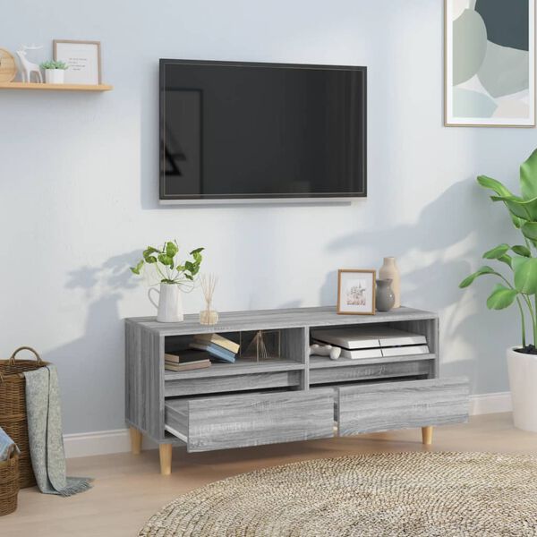 vidaXL Meuble TV sonoma gris 100x34,5x44,5 cm bois d'ing&eacute;nierie
