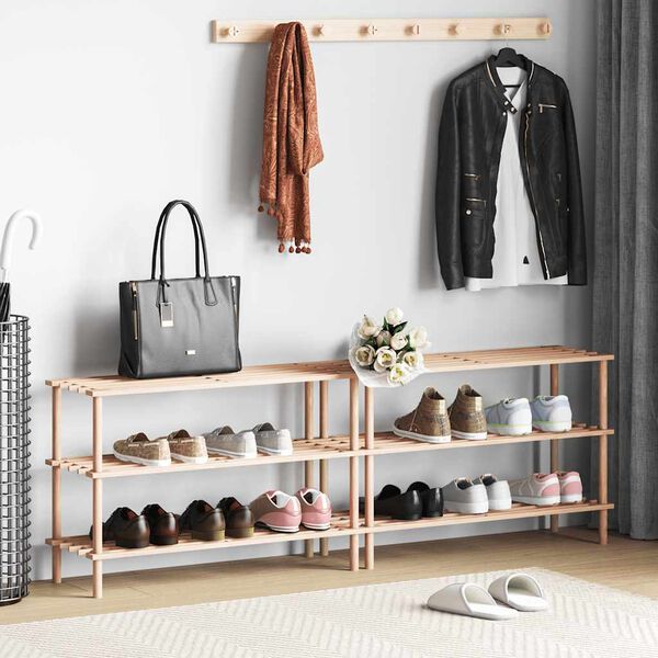 vidaXL Range-chaussures &agrave; 3 &eacute;tag&egrave;res 2 pcs Bois de sapin solide